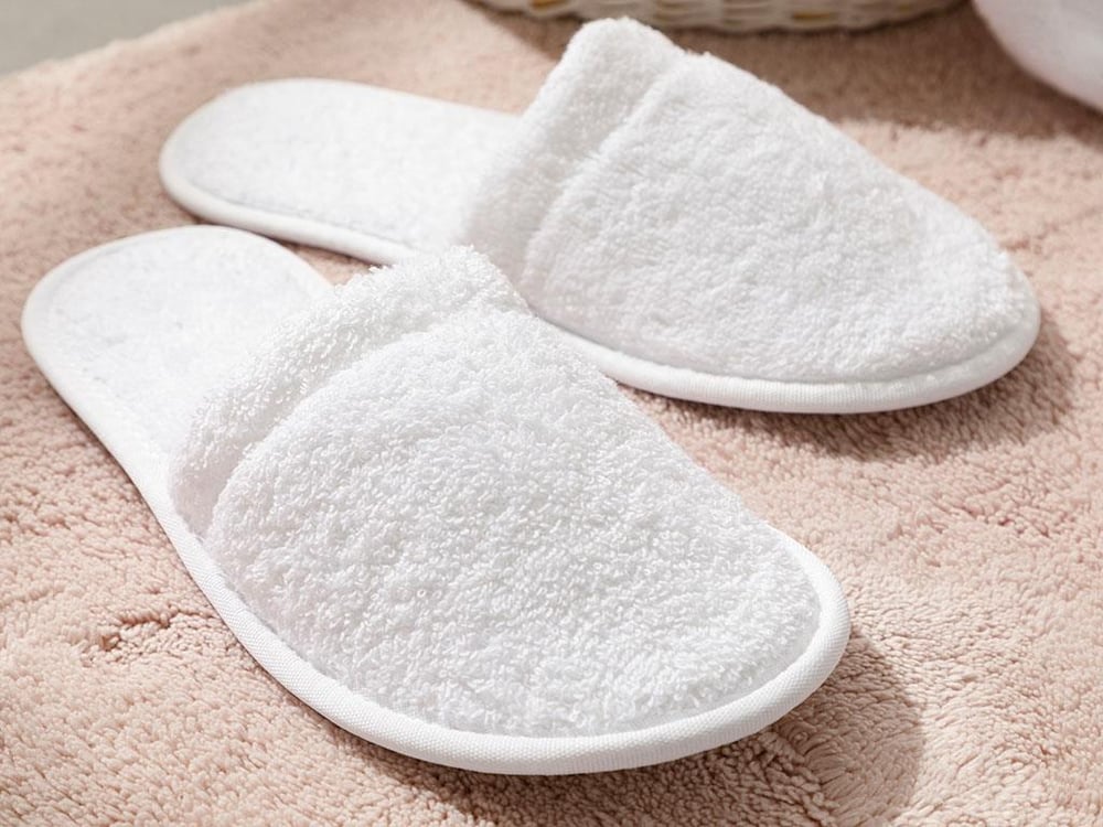 Simple Cotton Mens Spa Slippers 40-44 White