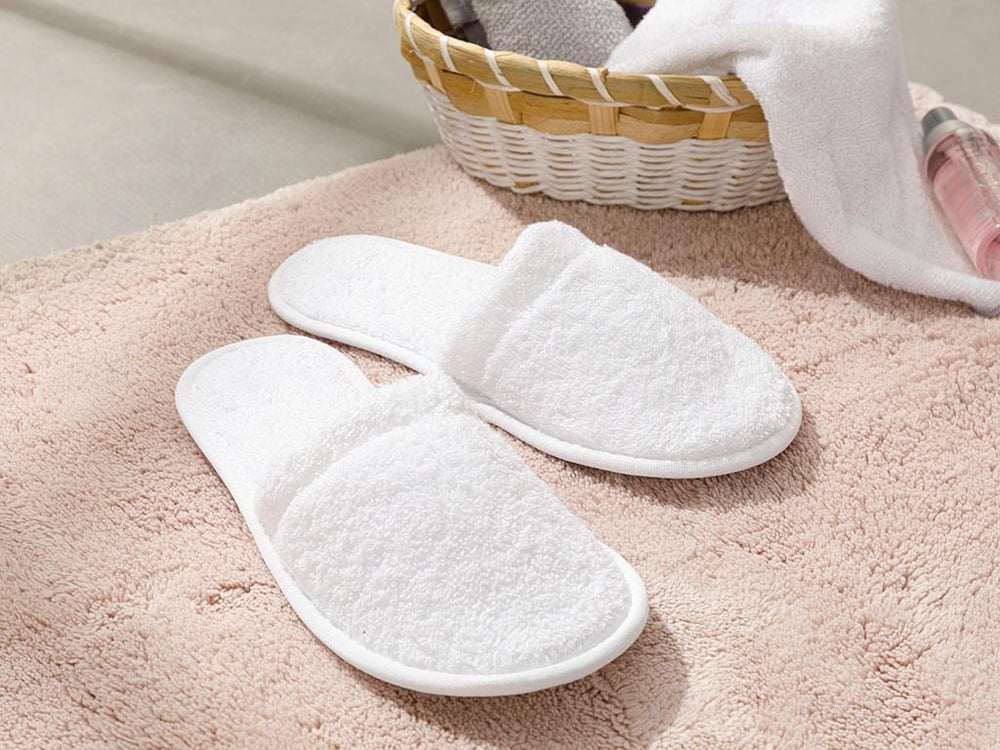 Simple Cotton Mens Spa Slippers 40-44 White