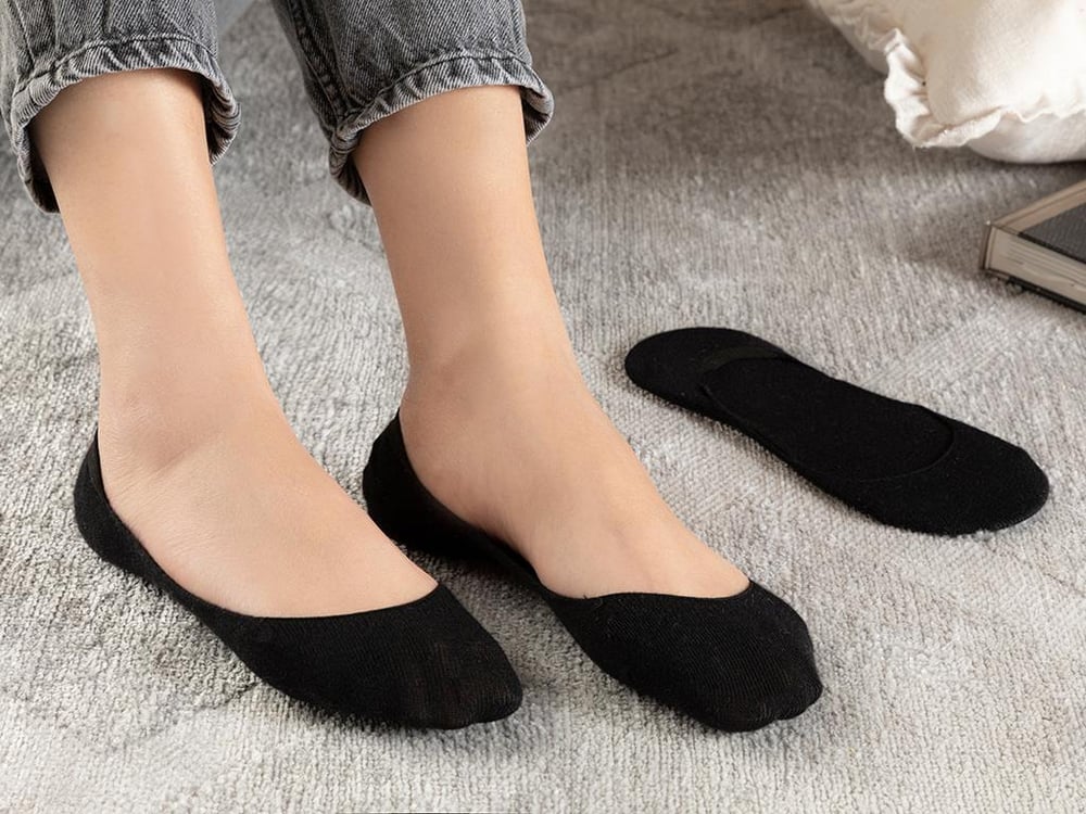 Simplicity Bamboo Women 2 pcs No Show Socks Standard Black