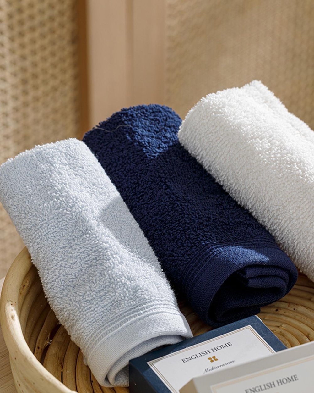 Simplu Cu Fitil 3 Set Set De Prosoape 30*30 Cm Ecru - Albastru Deschis - Alba