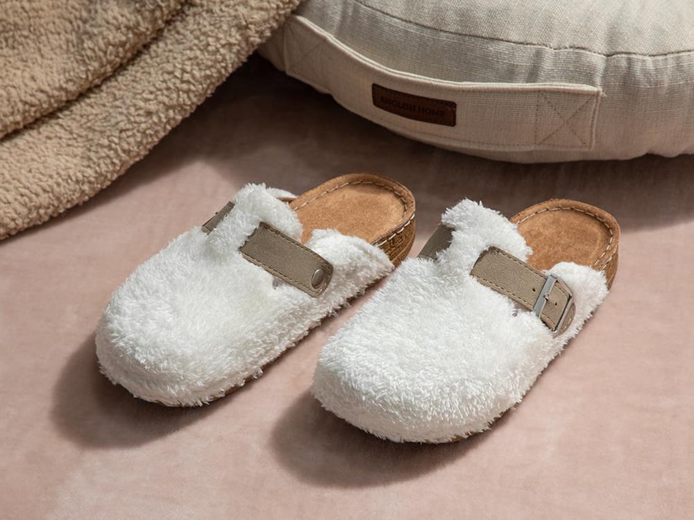 Soft Cozy Papuci De Casă Damă, Lână Sherpa, 38, Crem