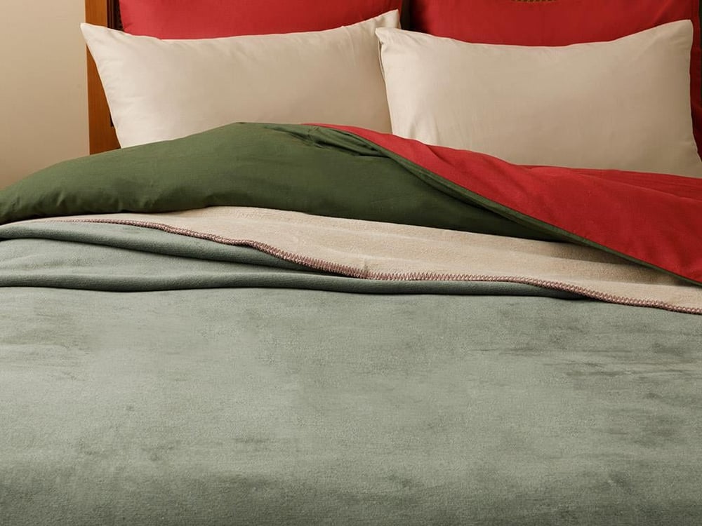 Softy Plat Single Pătură 150x200 cm Bej - Verde