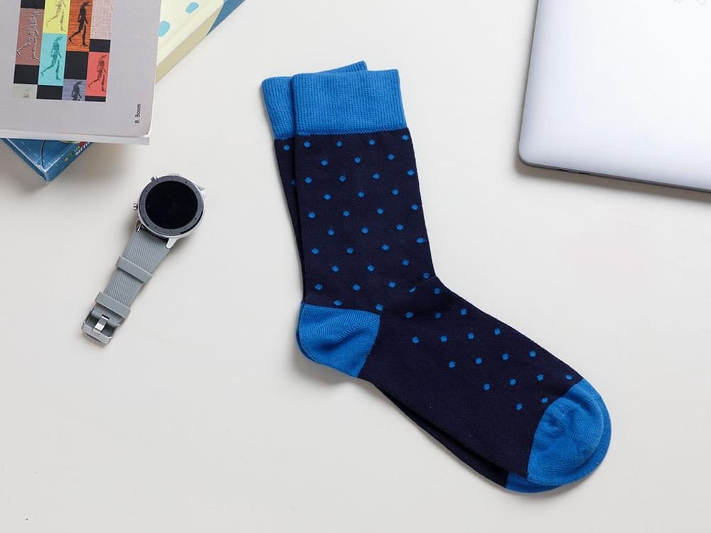 Spots Cotton Mens Socks Standart Dark Blue