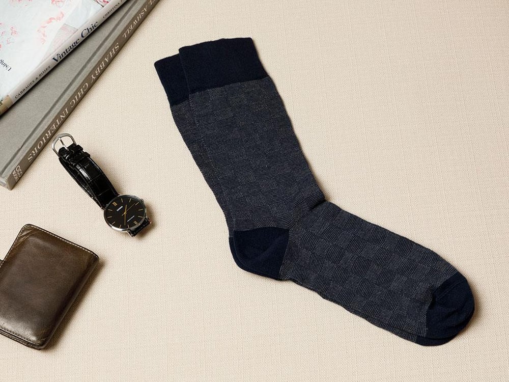Sosete lungi, Square, bumbac, marime standard, albastru inchis