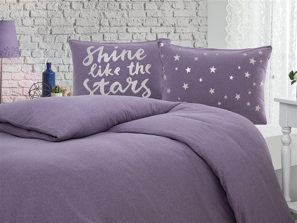 Stele strălucitoare Penye Double Set Lenjerie De Pat 200x220 cm Violet