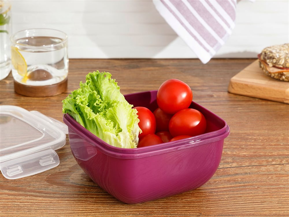 Stella Plastic Square Storage Box 900 ml Purple