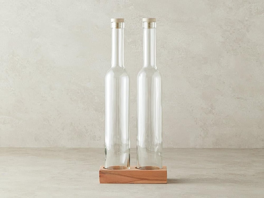 Avec Sticlă Cu 2 Piese Recipient Ulei - Oțet 500 ml Bej Închis