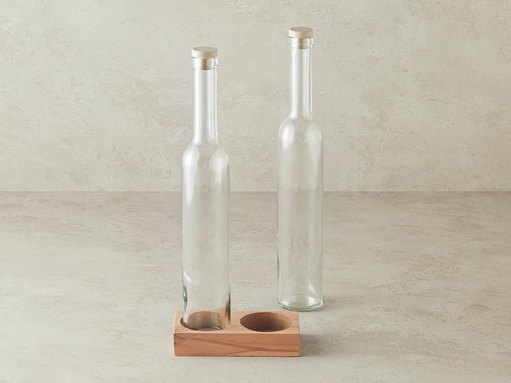 Avec Sticlă Cu 2 Piese Recipient Ulei - Oțet 500 ml Bej Închis