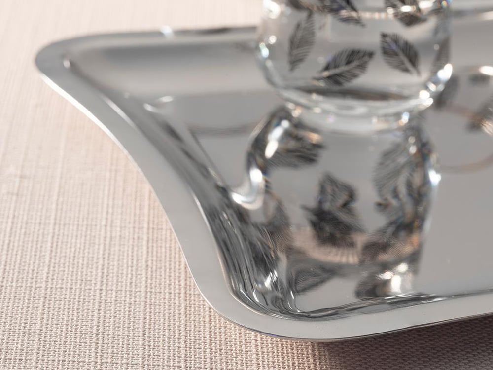 Shiny Metal Tray 22x16 cm Silver