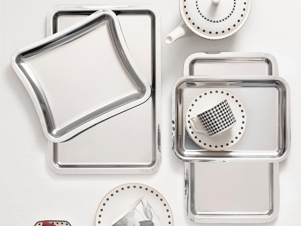 Shiny Metal Tray 22x16 cm Silver