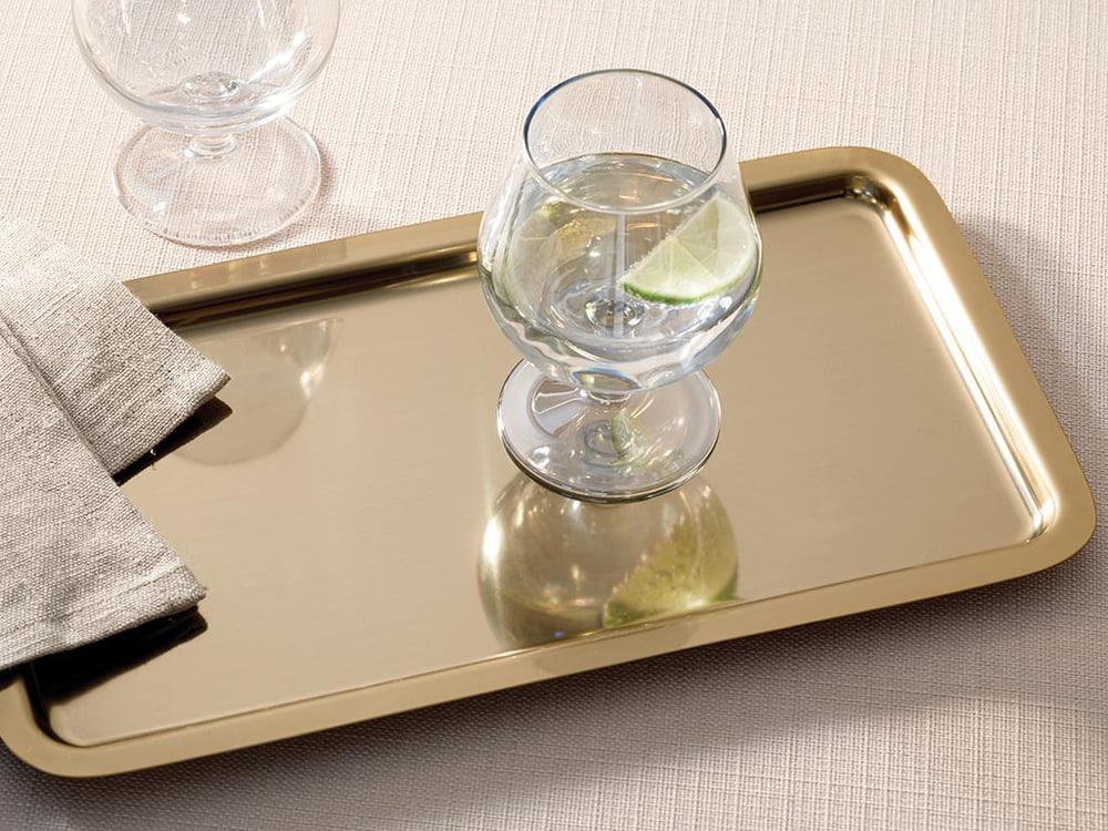 Shiny Metal Tray 32x18 cm Gold