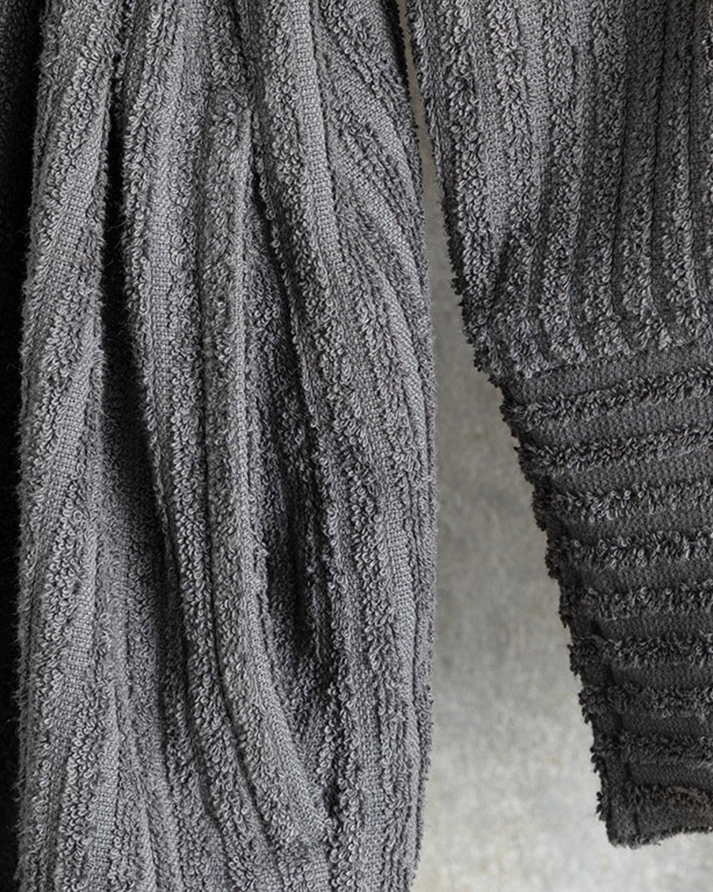 Stripe Halat De Baie Twilled, Bumbac, S-M, Gri Închis