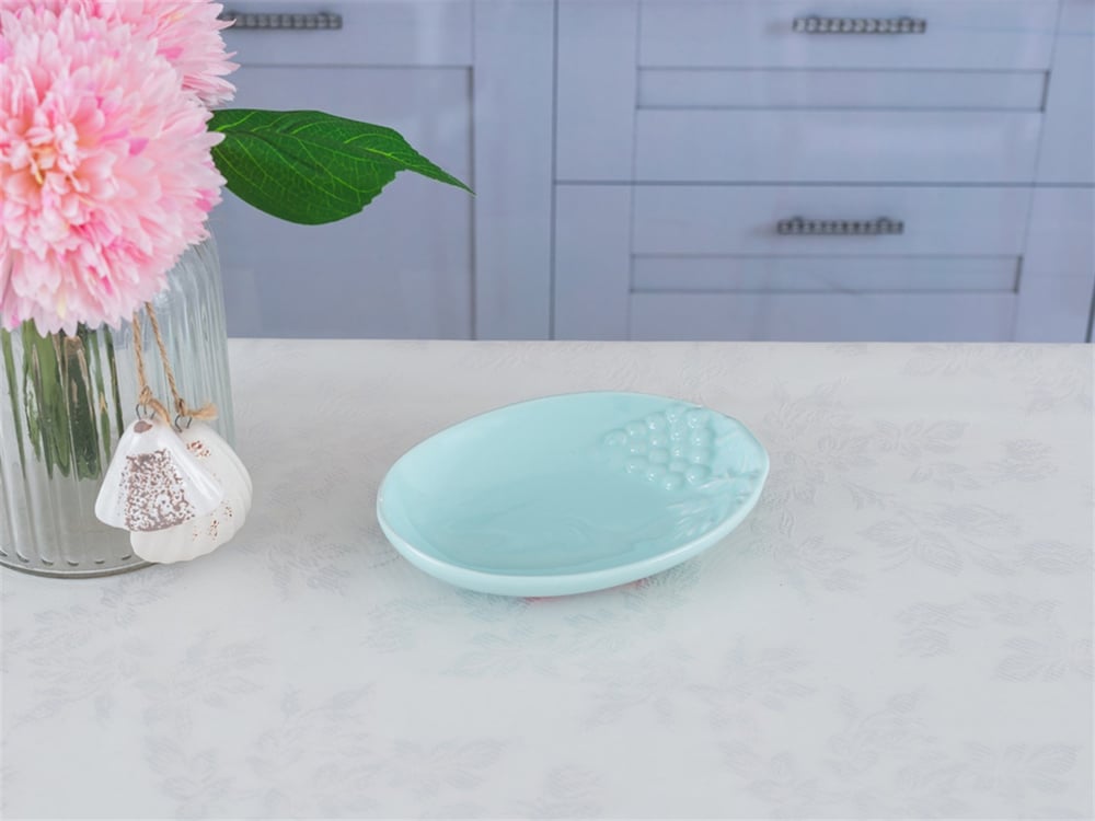 strugure Ceramică Farfurie Gustări Ecru-Mentă