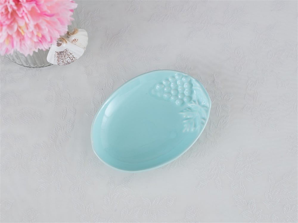 strugure Ceramică Farfurie Gustări Ecru-Mentă
