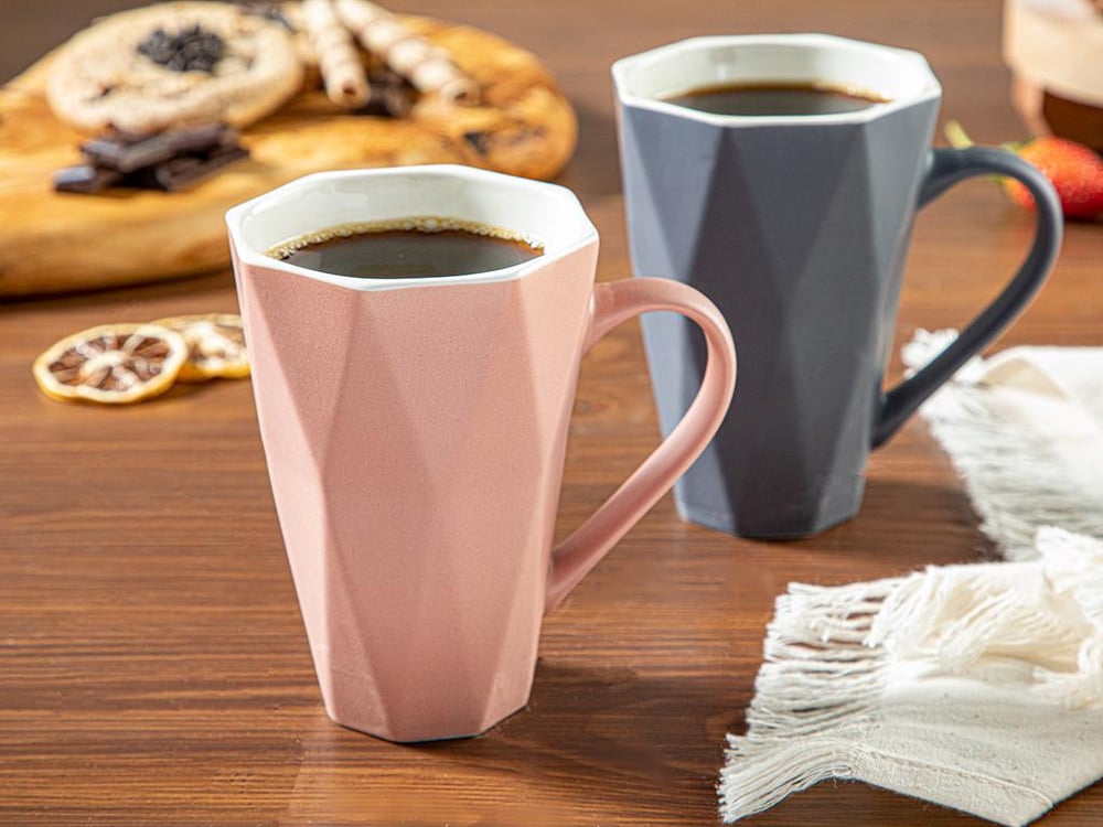 Talia New Bone 2 Set Cup 350 ml Grey - Powder Pink