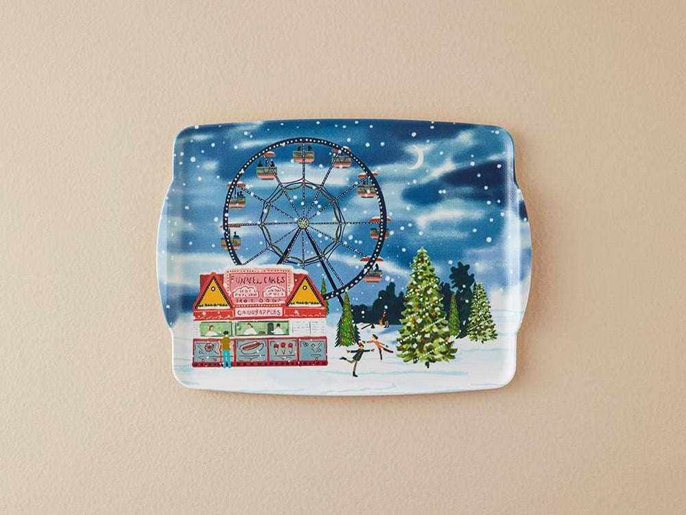 Tavă servire, Cheerful Ferris Whee, melamină, 37x27 cm, bleumarin
