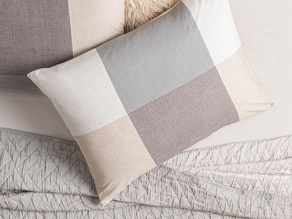 Textured Plaid Cu Bumbac Cu 2 Piese Față De Pernă 50x70 cm Bej