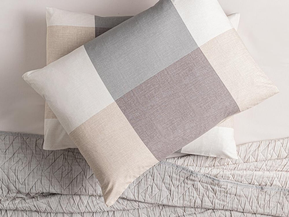 Textured Plaid Cu Bumbac Cu 2 Piese Față De Pernă 50x70 cm Bej