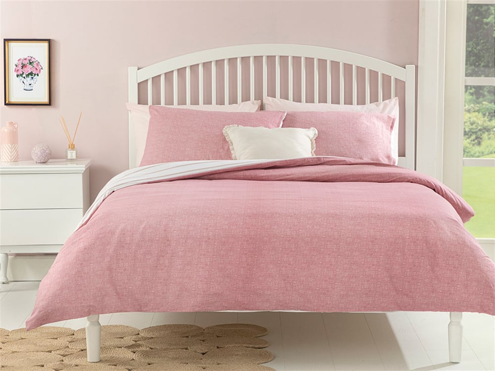 Textured Stripe Cu Bumbac Super King Set Lenjerie De Pat 260x220 cm Roz