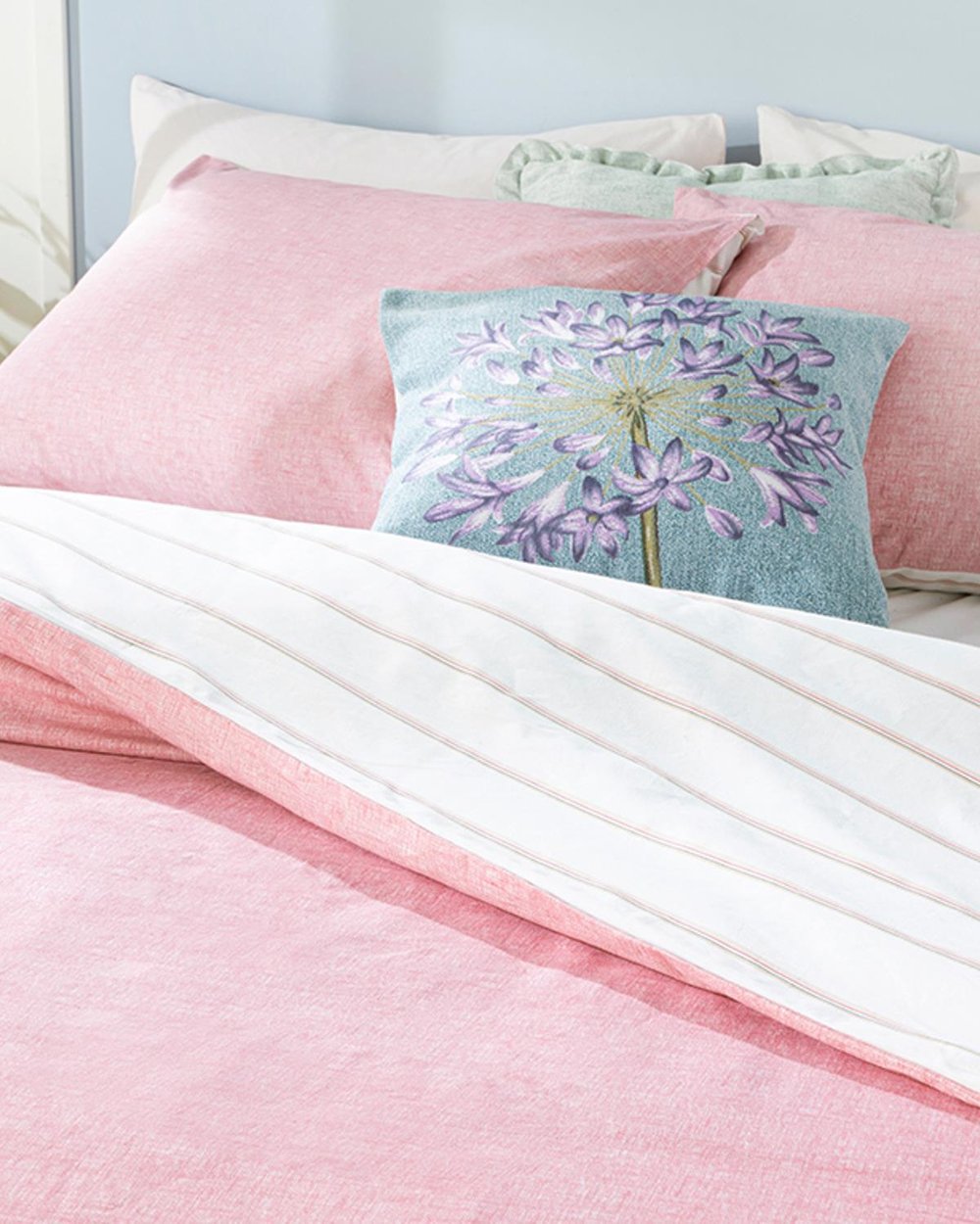 Textured Stripe Cu Bumbac Double Set Lenjerie De Pat 200x220 cm Roz