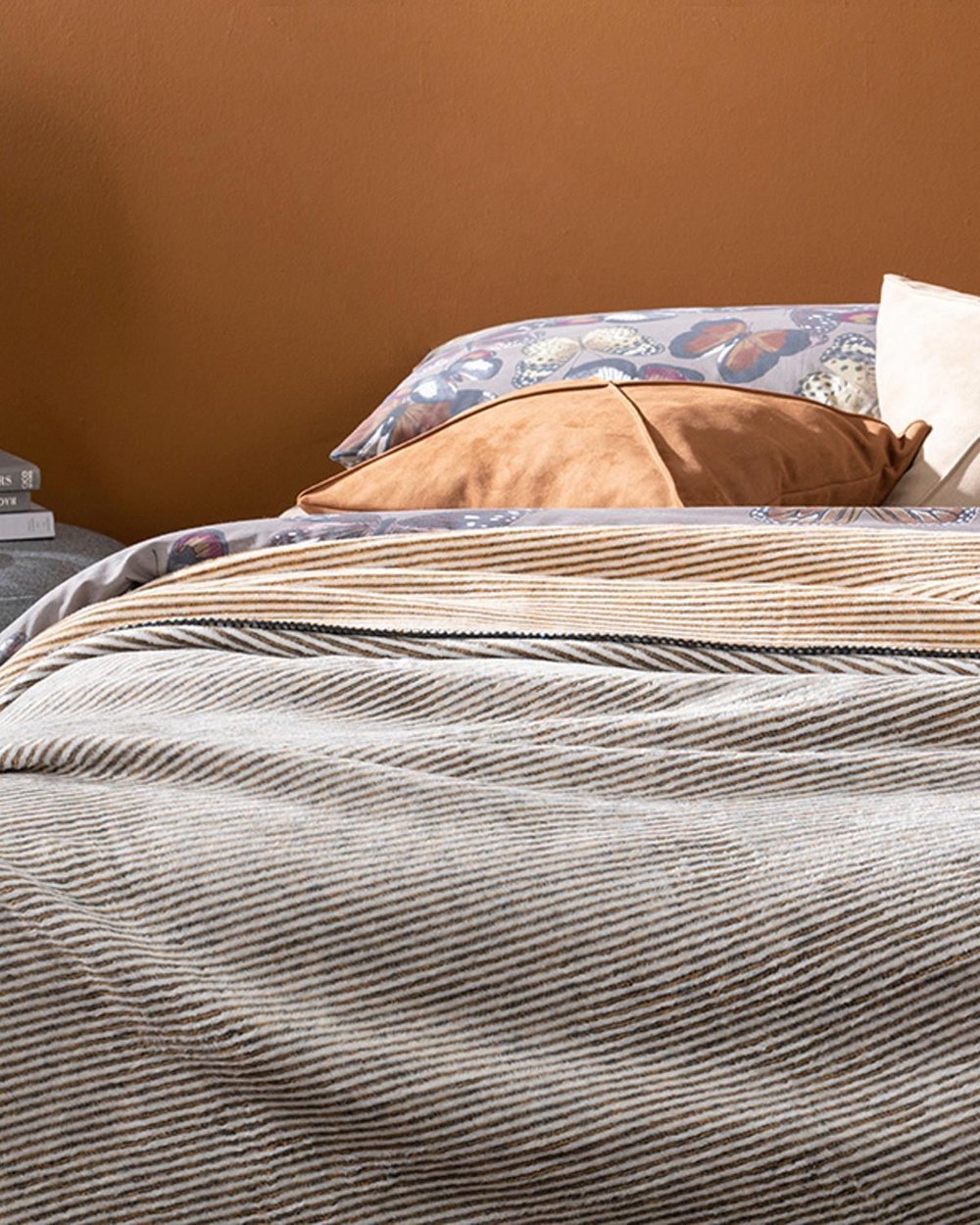 Thin Stripe Cu Bumbac Double Pătură 200x220 cm Antracit - Muștar