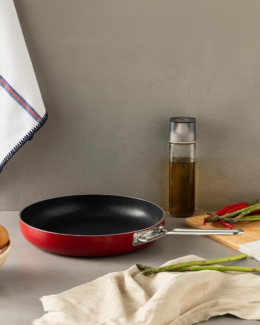 Tigaie antiaderentă de prăjit, Excellence, aluminiu, 26 cm, roșu