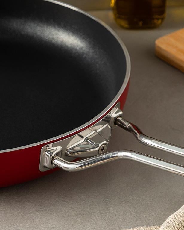 Tigaie antiaderentă de prăjit, Excellence, aluminiu, 26 cm, roșu
