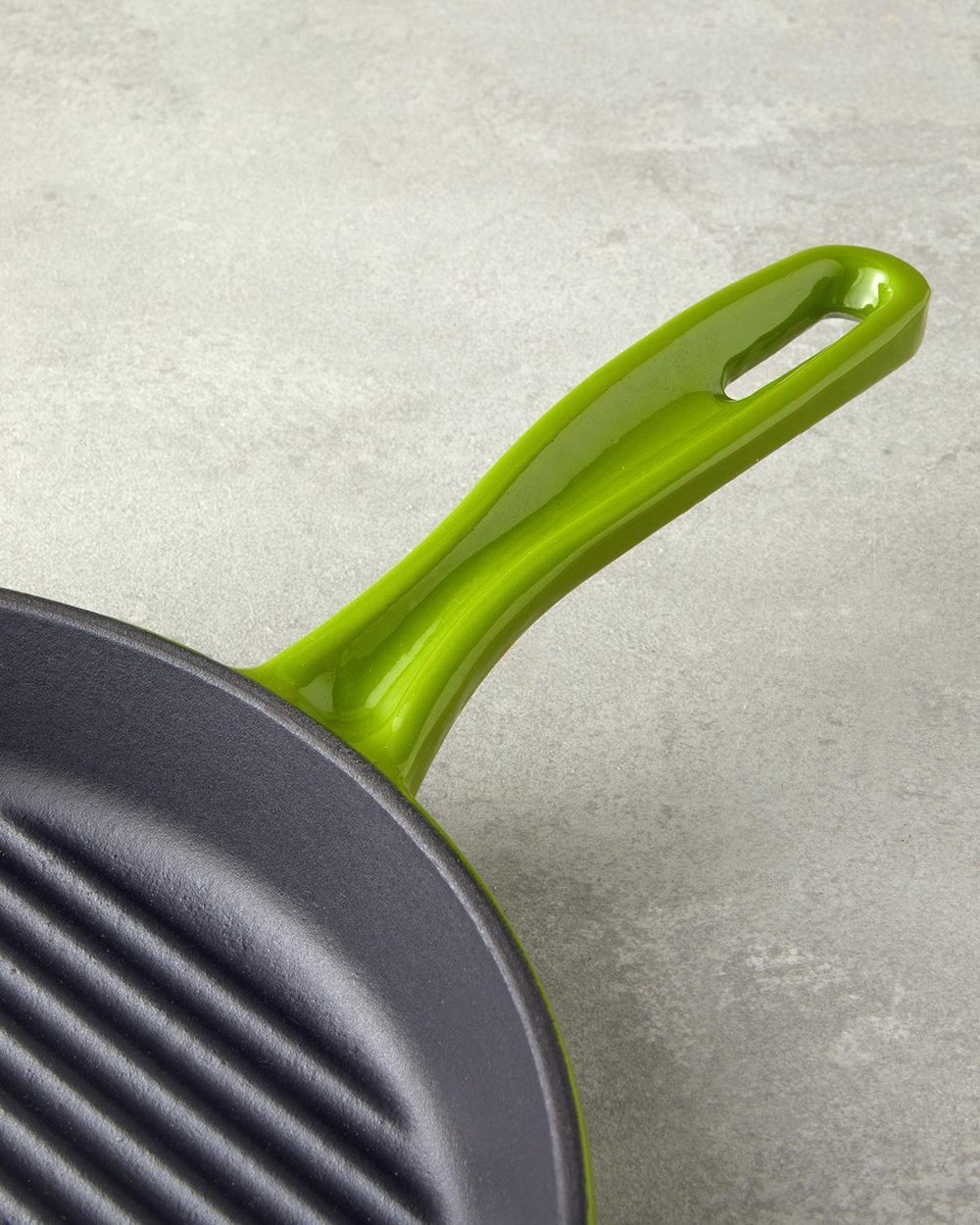 Tigaie grill rotunda, Hecha, fonta, 28x4 cm, verde