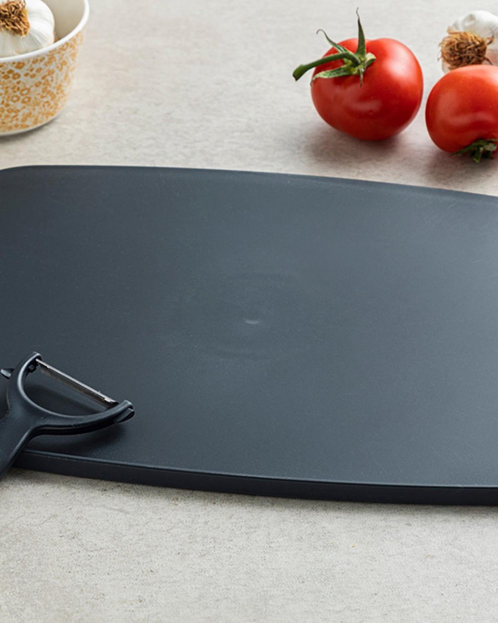 Tocător- curățător, Cutting Set, plastic, 37x26 cm, gri antracit