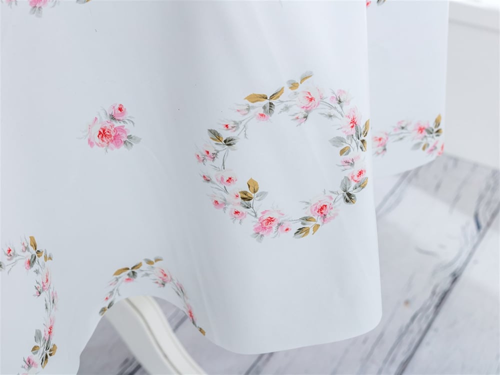 Trandafir chic PVC Față de Masă 140 cm White-Pink