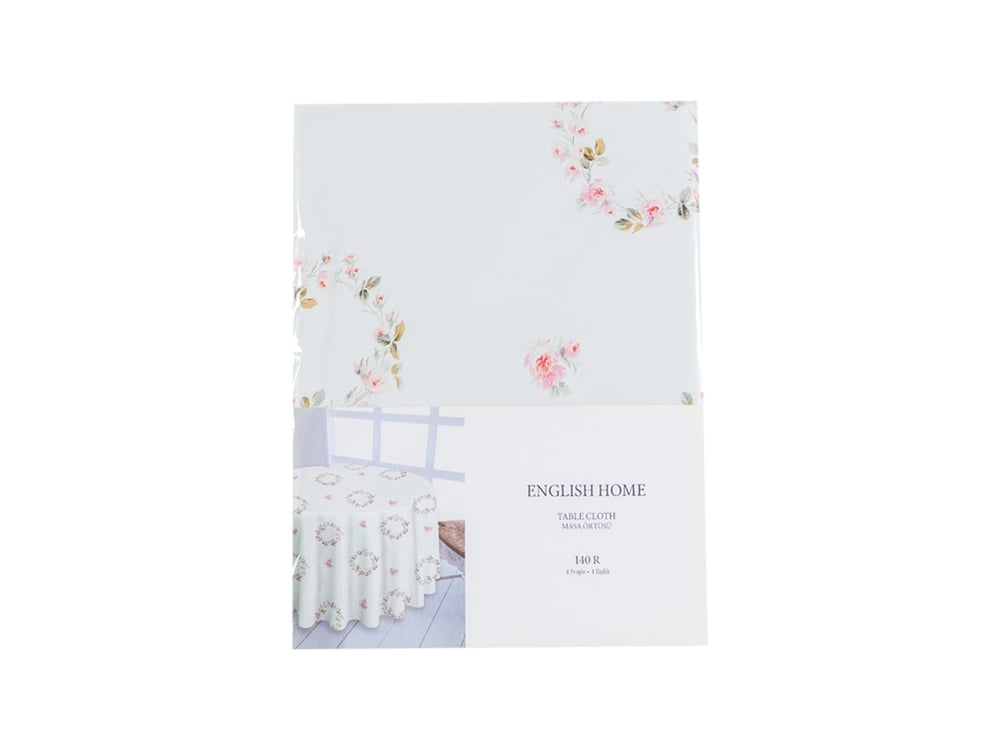 Trandafir chic PVC Față de Masă 140 cm White-Pink