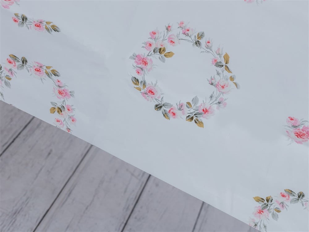 Trandafir chic PVC Față de Masă 200x140 cm White-Pink