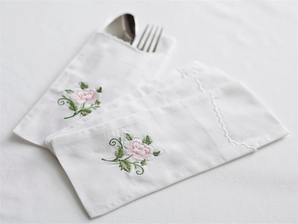Trandafir sălbatic Simplu alb și Broderie 4 set . Portocale