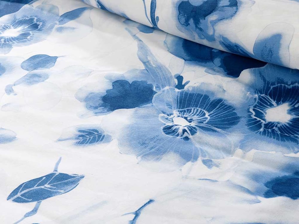 Trandafiri de apă Cu Bumbac King Size Lenjerie De Pat 240x220 cm Albastru
