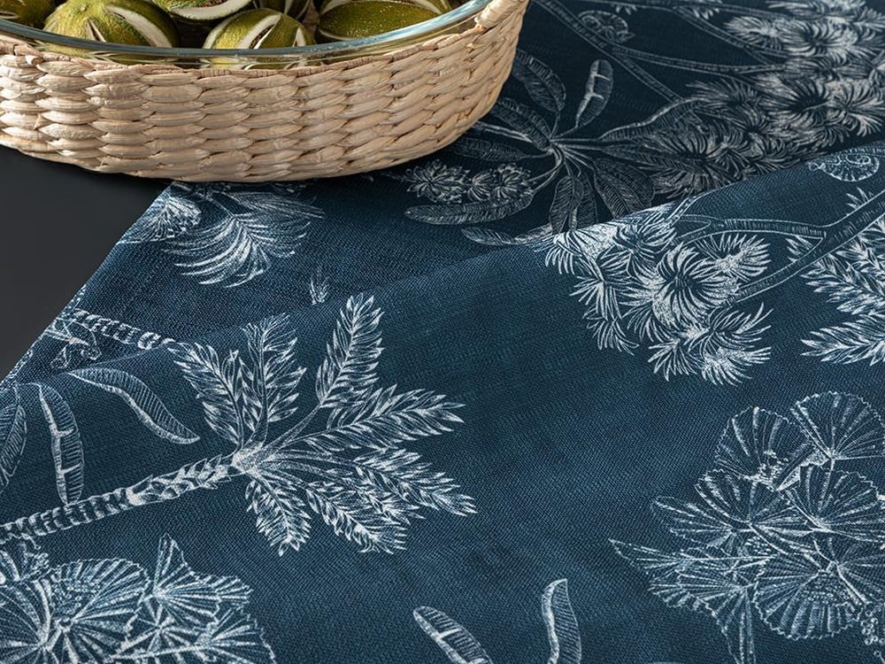 Traversă de masă,Toile Plants, Poliester, 45x150 Cm, bleumarin