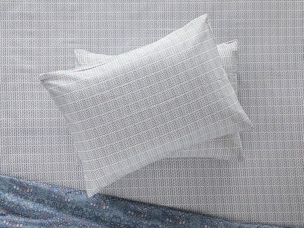 Trellis Ușor De Călcat Cu 2 Piese Față De Pernă 50x70 cm Albastru - Scorțișoară