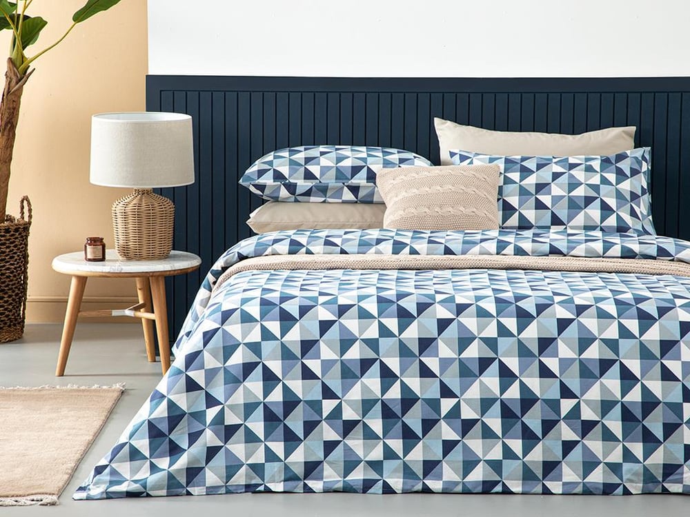 Trigon Cu Bumbac Small Single Set Lenjerie De Pat 140x200 cm Albastru - Gri