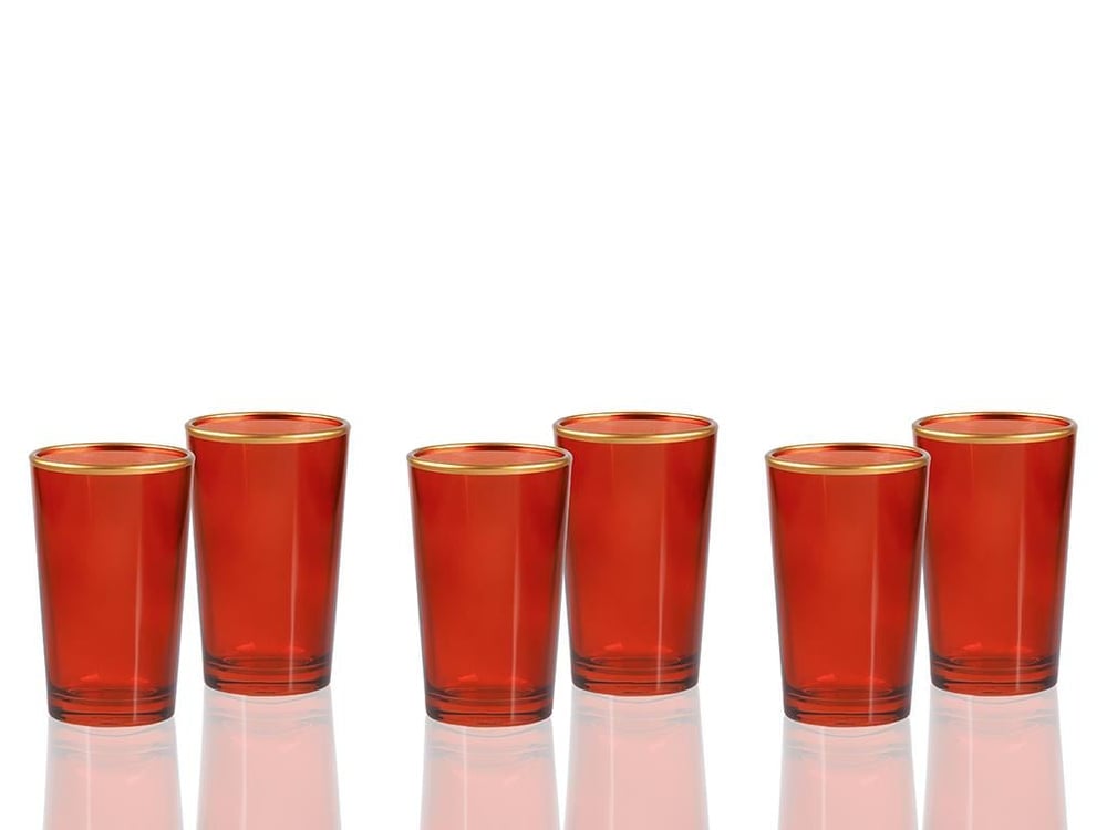 Trina Glass 6 Pcs for Coffee Side Water Glass 100 ml Red