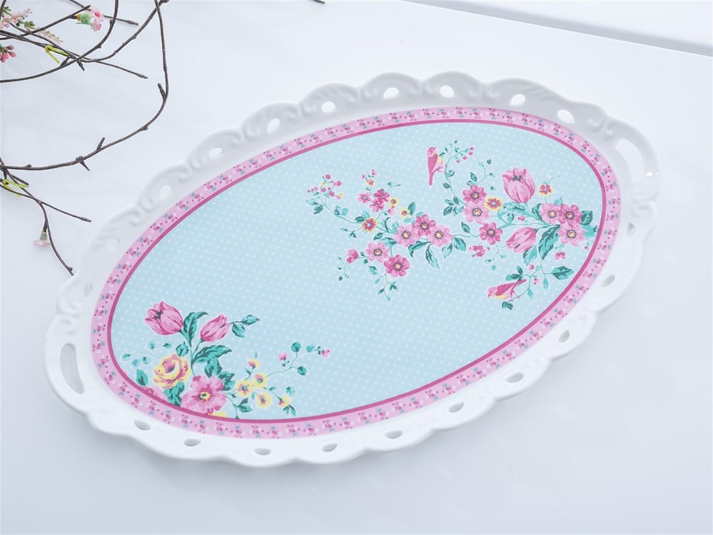 Tulip Bone China Oval Tray . .