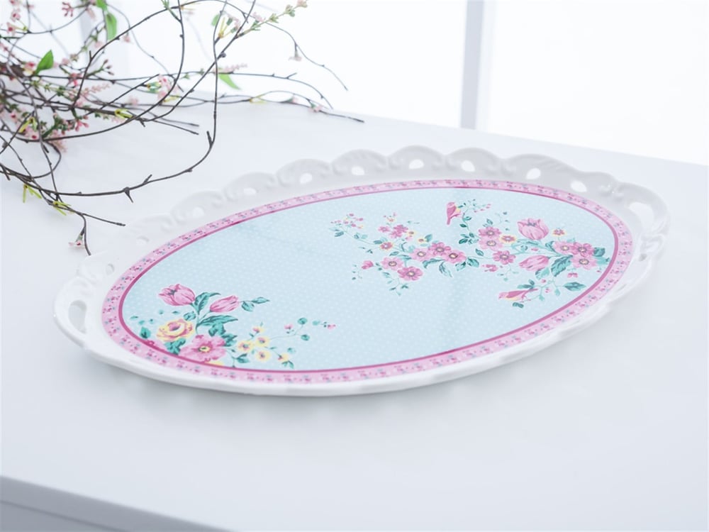 Tulip Bone China Oval Tray . .