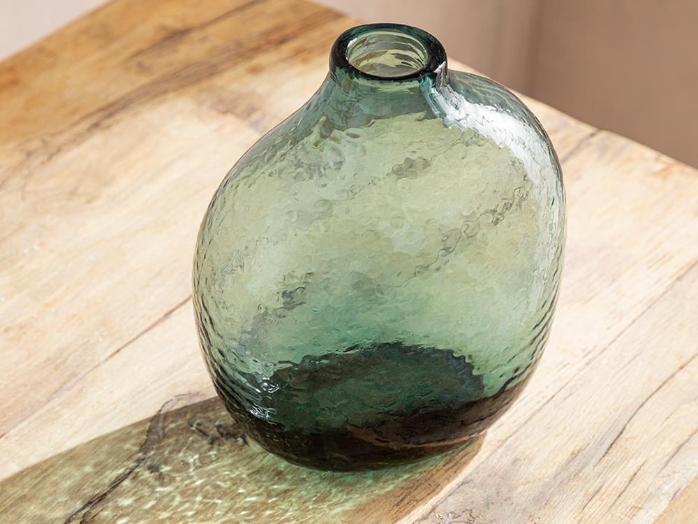 Vază, sticlă, 14.5x7.5x12.5 cm, verde