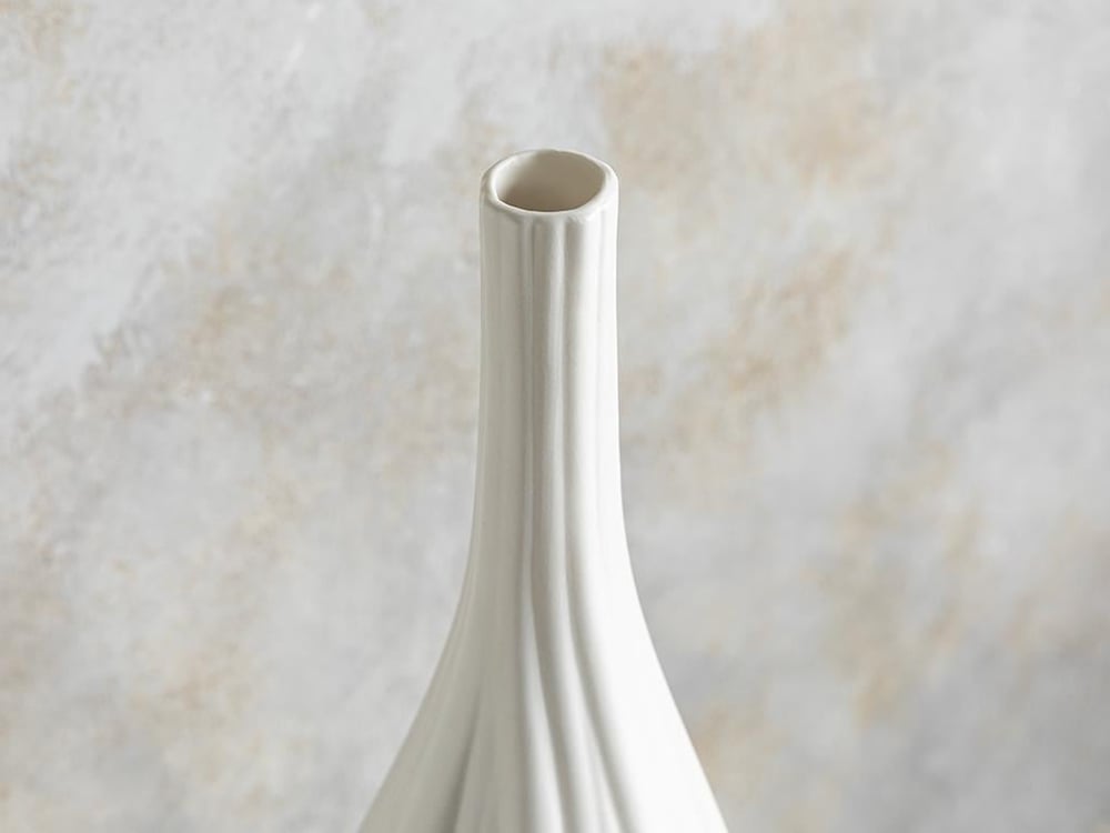 Vază, Wavy, ceramică, 15x15x35 cm, alb
