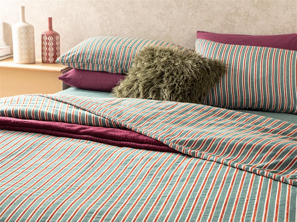 Velvety Cu Fire De Chenille Vopsite Super King Set Lenjerie De Pat 260x220 cm Verde - Roșu