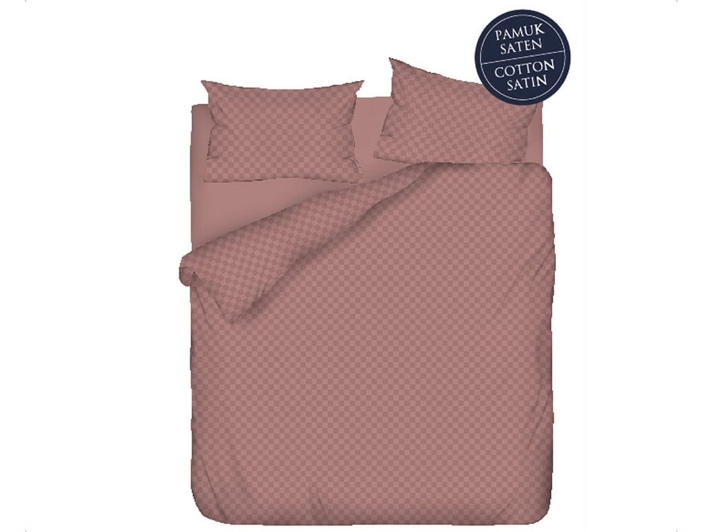 Verificare rustică  Satin bumbac Double Person  SET LENJERIE DE PAT 200x220 cm Scorțișoară