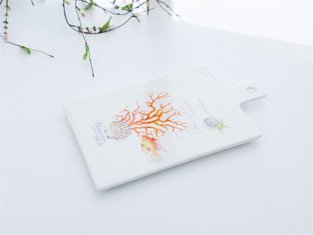 Life Of Sea Bone China Cheese Plate 30 cm Blue
