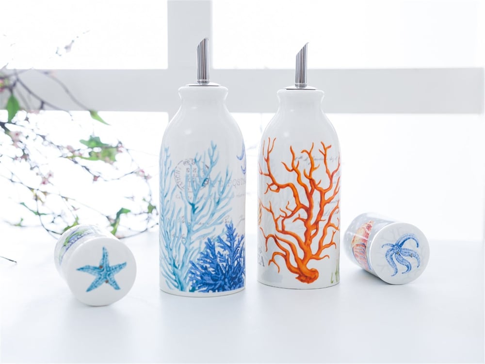 Life Of Sea Bone China 4 Pcs Oil/Vinegar-Salt/Paper Cup Blue