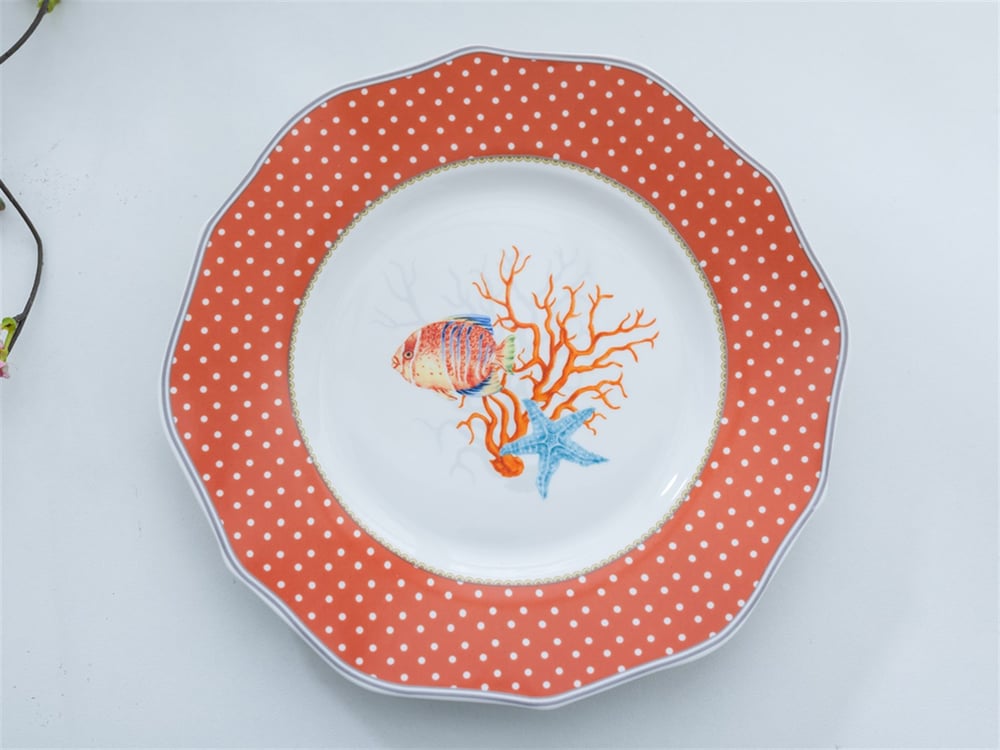 Life Of Sea Bone China 6 pcs Cake Plate 22 cm Blue