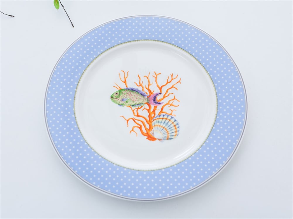Life Of Sea Bone China 6 pcs Service Plate 26 cm Blue