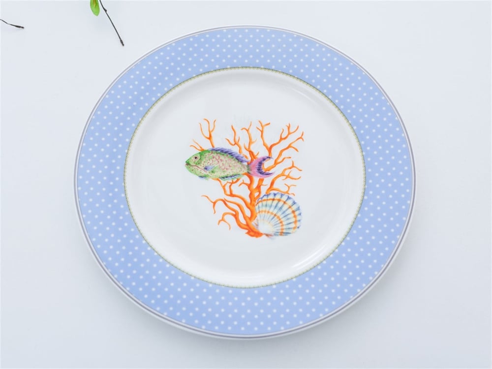 Life Of Sea Bone China 6 pcs Service Plate 26 cm Blue