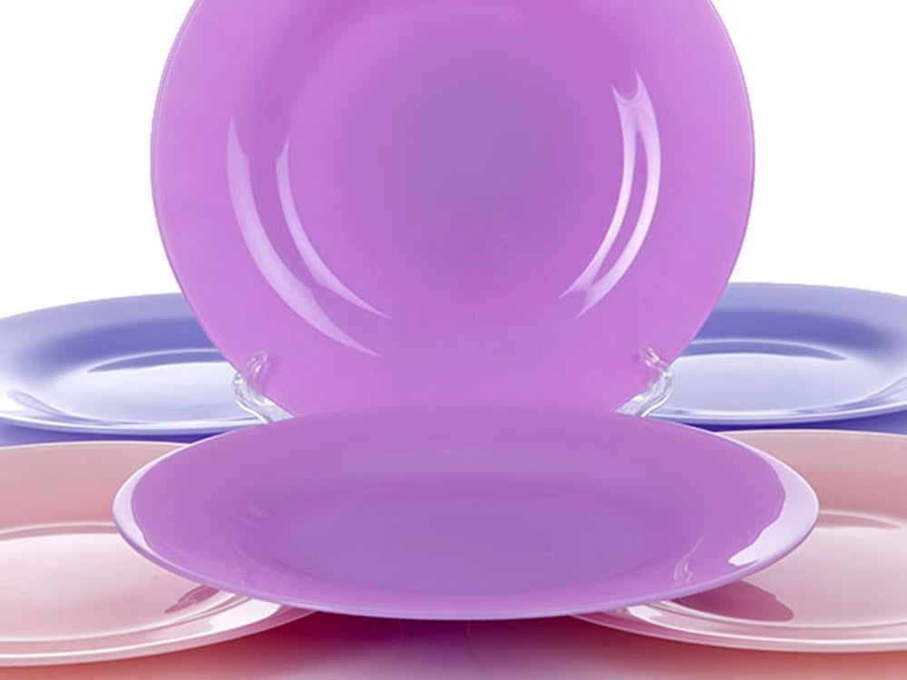 Rosy Life Glass 6 pcs Service Plate 26 cm Colored